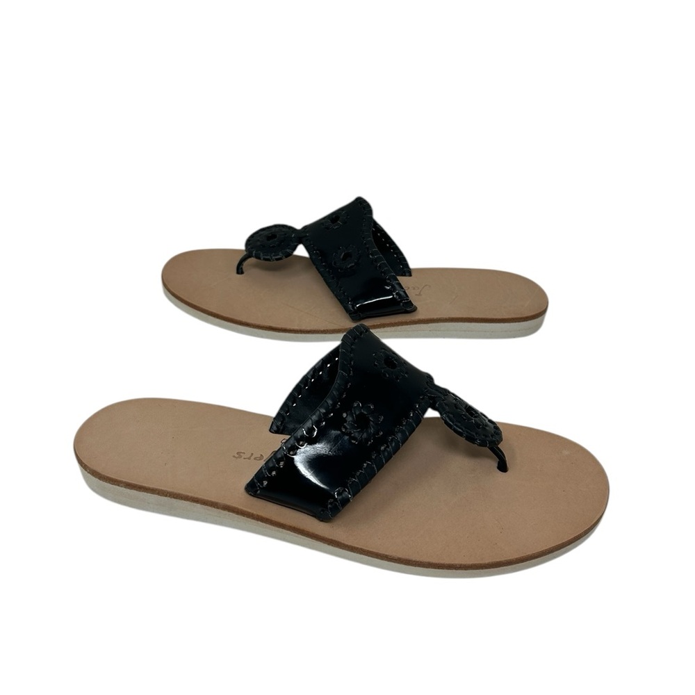 Jack Rogers Black Patent Flip Flop Sandals